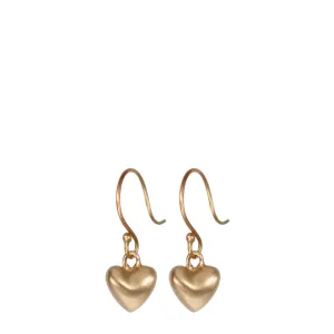 10K Gold Hanging Tiny Heart Earrings