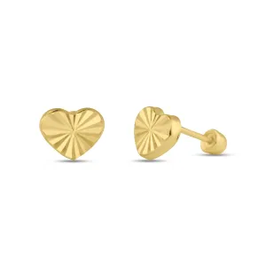 14E00121. - 14 Karat Yellow Gold DC Heart Screw Back Stud Earring