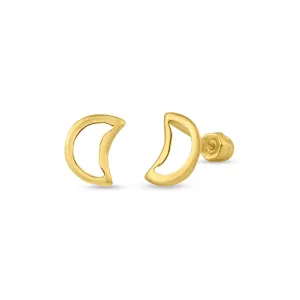 14E00153. - 14 Karat Yellow Gold Moon Screw Back Stud Earring