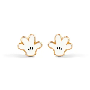 14E00189. - 14 Karat White Enamel Gloves Screw Back Earrings