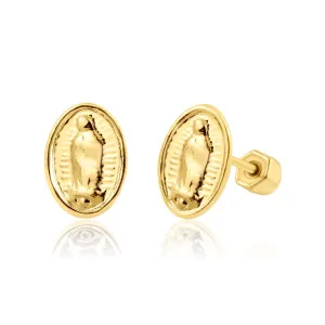 14E00256. - 14 Karat Yellow Gold Guadalupe Stud Screw Back Earring
