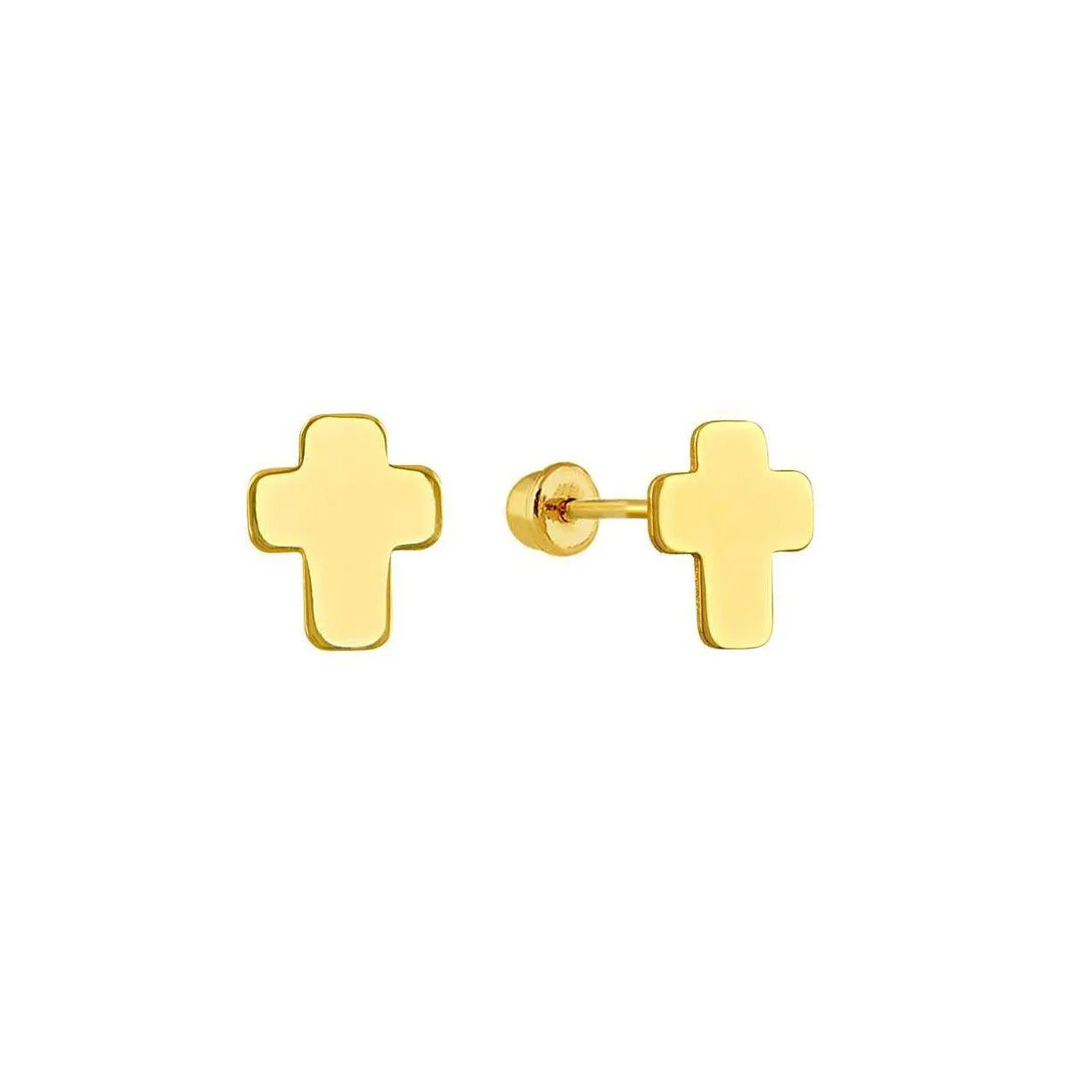 14E00258. - 14 Karat Yellow Gold Cross Screw Back Stud Earring