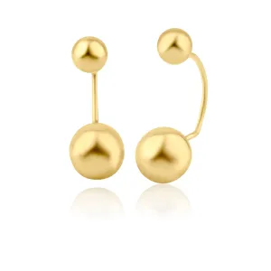 14E00270. - 14 Karat Yellow Gold Front and Back Dangling Ball Screw Back Earring