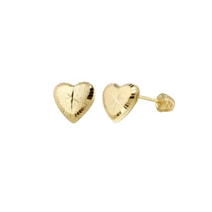 14E00329. - 14 Karat Yellow Gold DC Heart Screw Back Earring