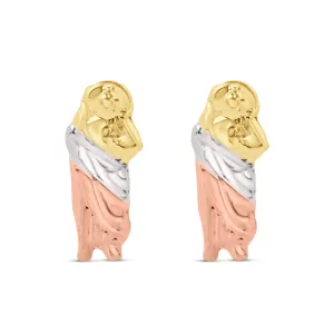 14E00349. - 14 Karat Yellow Gold Three Tone St Jude Screw Back Earring