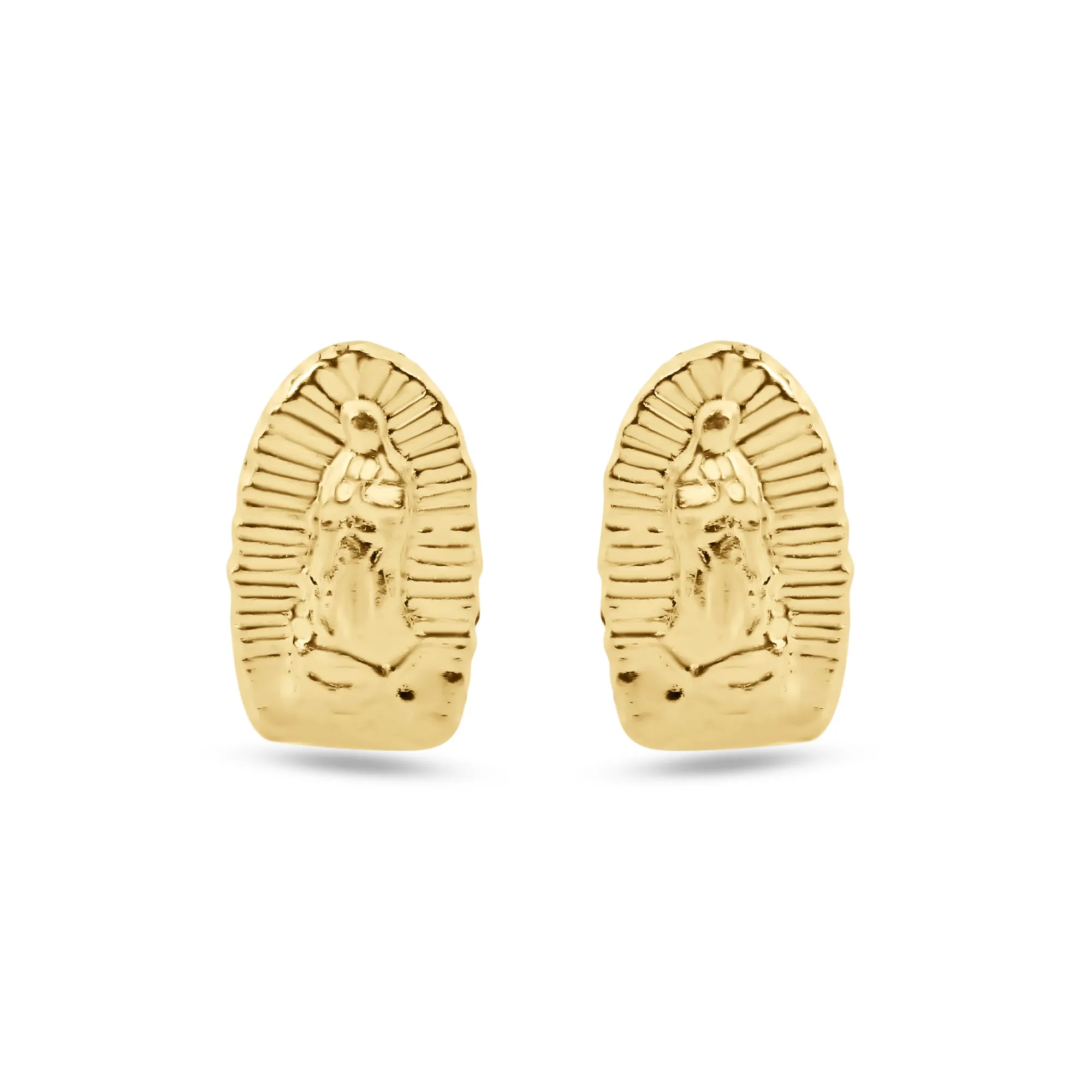 14E00413. - 14 Karat Yellow Gold Our Lady of Guadalupe Screw Back Earrings