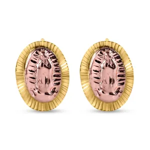 14E00415. - 14 Karat Yellow Gold 2 Tone Guadalupe Diamond Cut Screw Back Earrings