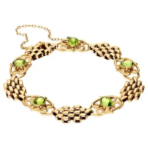 15ct Yellow Gold Peridot Oval Unique Fancy Link Bracelet D