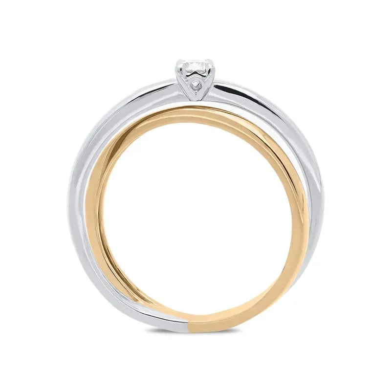 18ct White and Rose Gold 0.13ct Diamond Ring