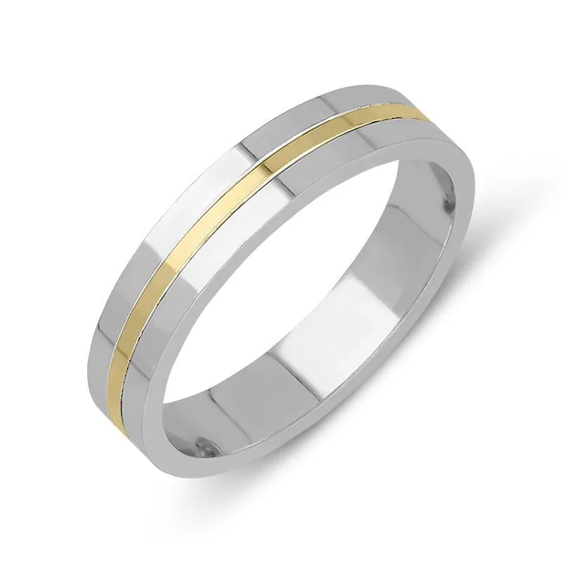 18ct White and Yellow Gold 4mm Wedding Ring D