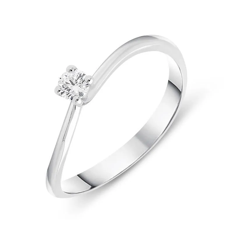 18ct White Gold 0.11ct Brilliant Cut Diamond Solitaire Twist Ring