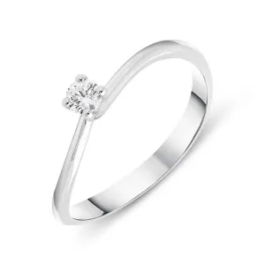 18ct White Gold 0.11ct Brilliant Cut Diamond Solitaire Twist Ring