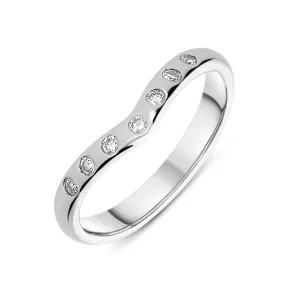18ct White Gold 0.14ct Diamond Wishbone Wedding Ring