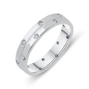 18ct White Gold 0.16ct Diamond 4mm Double Row Wedding Ring D