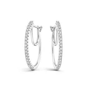 18ct White Gold 0.16ct Diamond Brilliant Cut Hoop Earrings