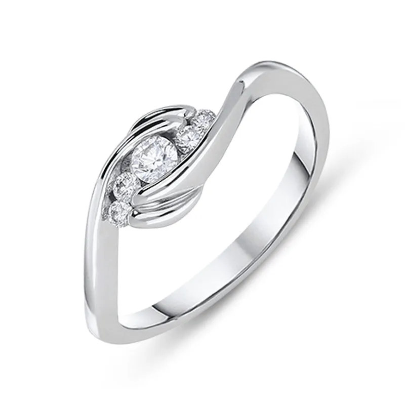 18ct White Gold 0.16ct Diamond Five Stone Twist Ring