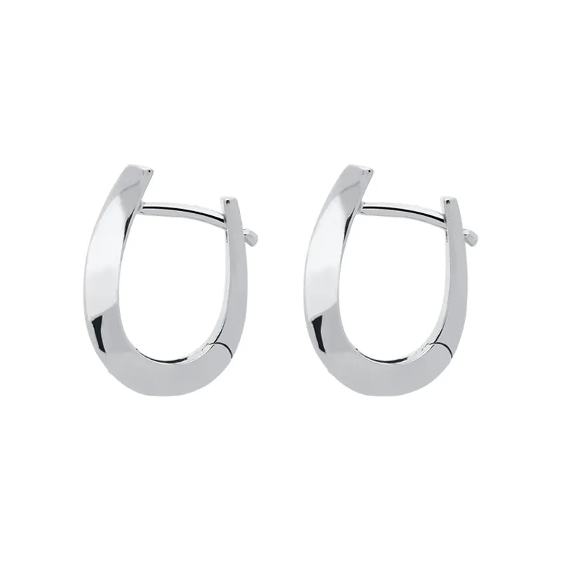 18ct White Gold 0.17ct Diamond Curved Hoop Earrings
