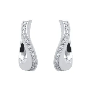 18ct White Gold 0.17ct Diamond Curved Hoop Earrings