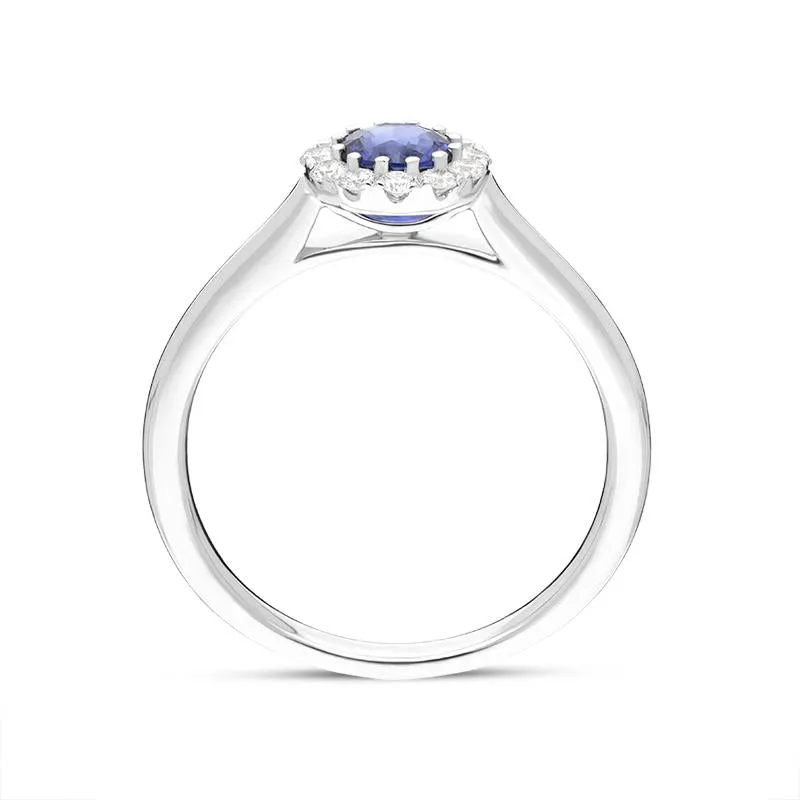 18ct White Gold 0.17ct Sapphire 0.47ct Diamond Halo Ring