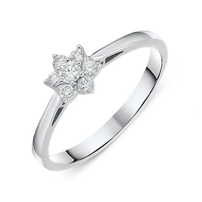 18ct White Gold 0.20cts Diamond Brilliant Cut Cluster Flower Ring
