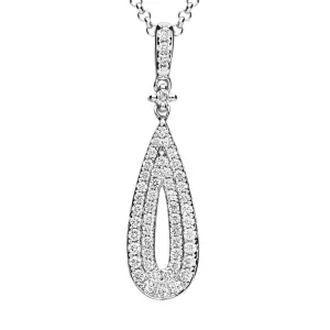 18ct White Gold 0.21ct Diamond Double Row Teardrop Necklace