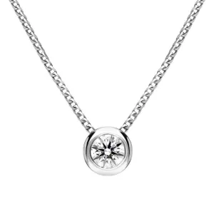 18ct White Gold 0.23ct Diamond Round Tube Set Pendant