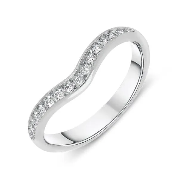 18ct White Gold 0.23ct Diamond Wishbone Wedding Ring