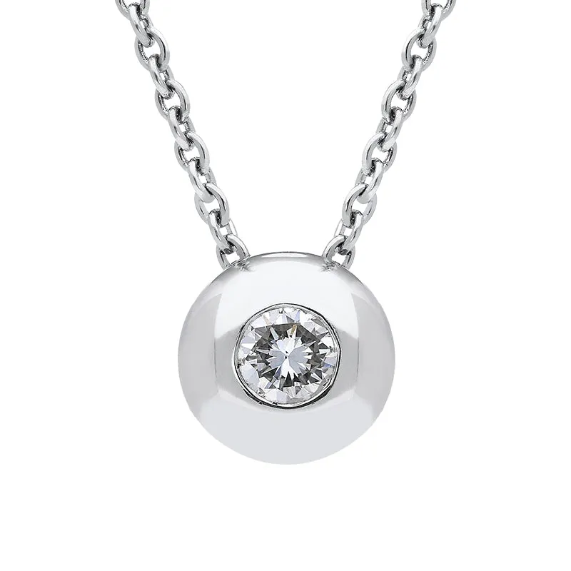 18ct White Gold 0.26ct Diamond Bezel Set Solitaire Necklace