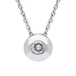 18ct White Gold 0.26ct Diamond Bezel Set Solitaire Necklace