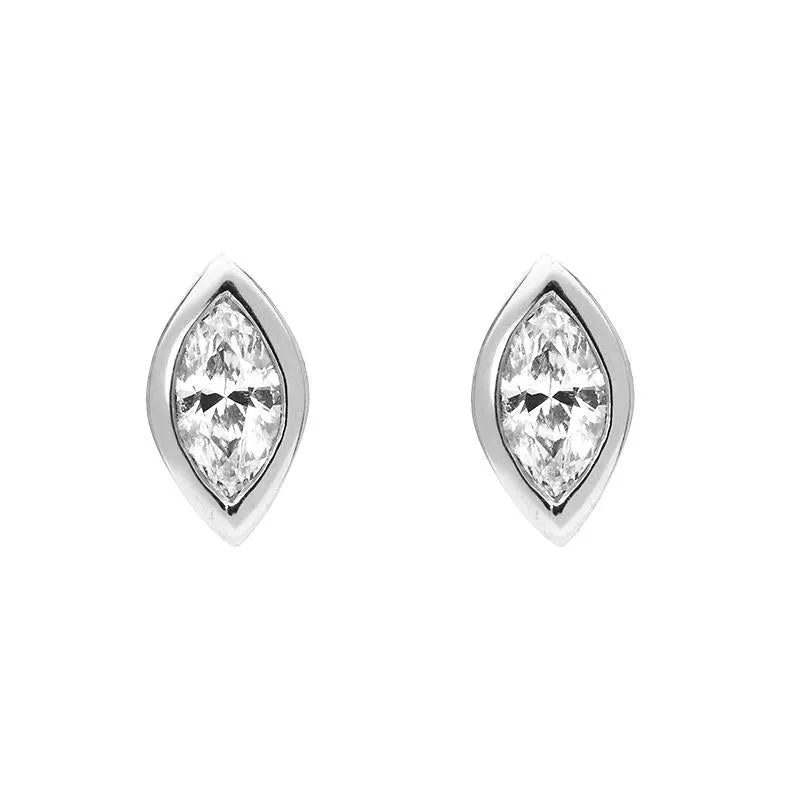18ct White Gold 0.33ct Diamond Solitaire Marquise Cut Stud Earrings