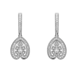 18ct White Gold  0.33ct Diamond Style & Fashion Leaf Drop Earrings D
