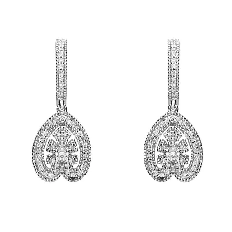 18ct White Gold  0.33ct Diamond Style & Fashion Leaf Drop Earrings D
