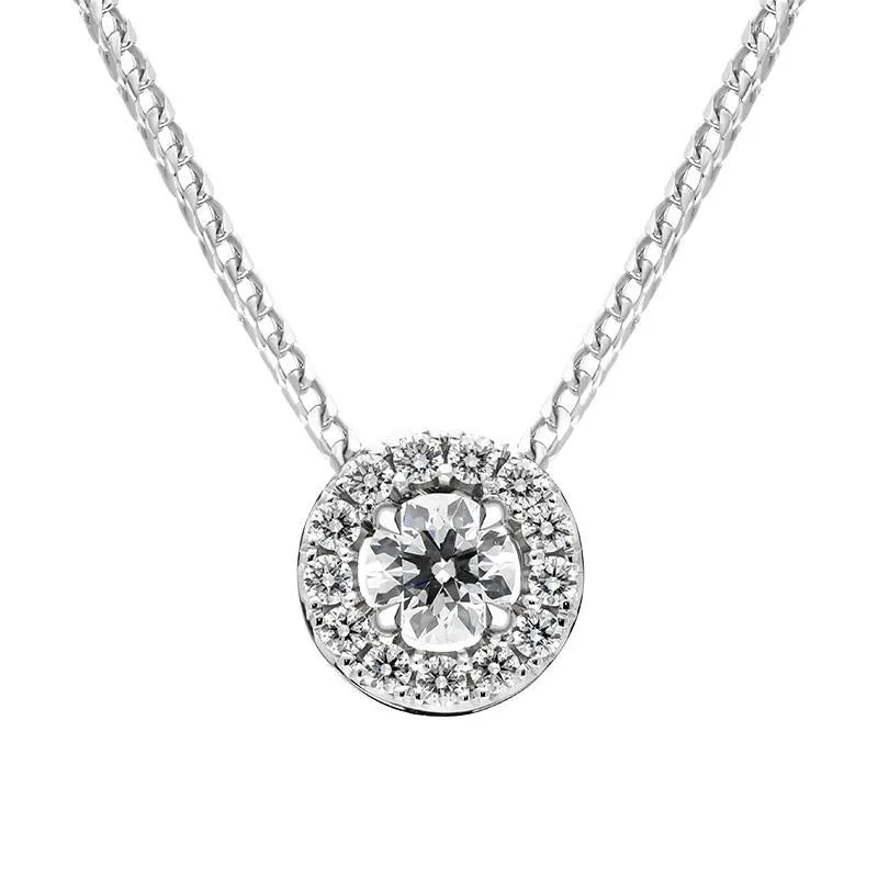 18ct White Gold 0.34ct Diamond Round Cluster Pendant
