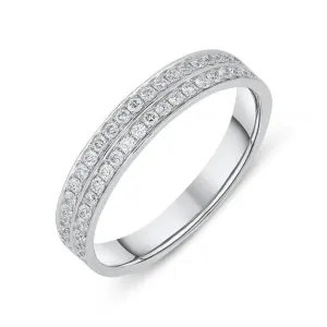 18ct White Gold 0.35ct Diamond Two Row Half Eternity Ring
