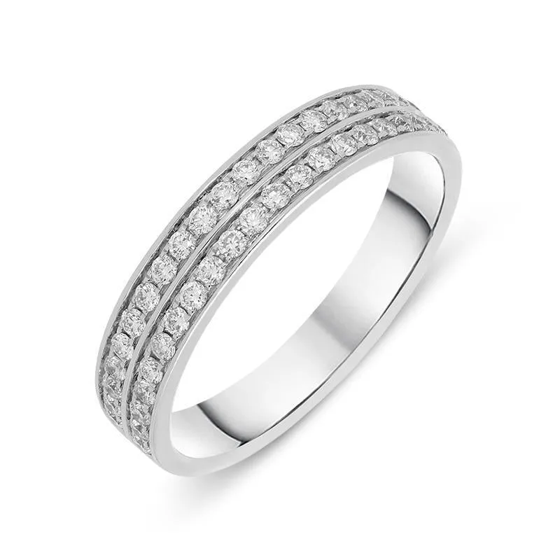 18ct White Gold 0.35ct Diamond Two Row Half Eternity Ring