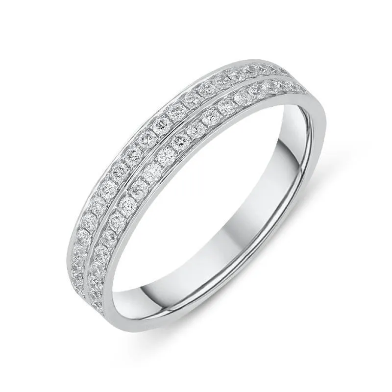 18ct White Gold 0.35ct Diamond Two Row Half Eternity Ring