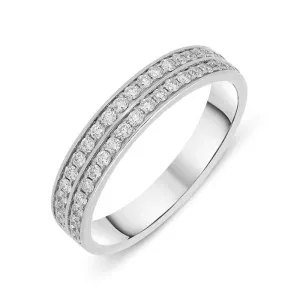 18ct White Gold 0.35ct Diamond Two Row Half Eternity Ring