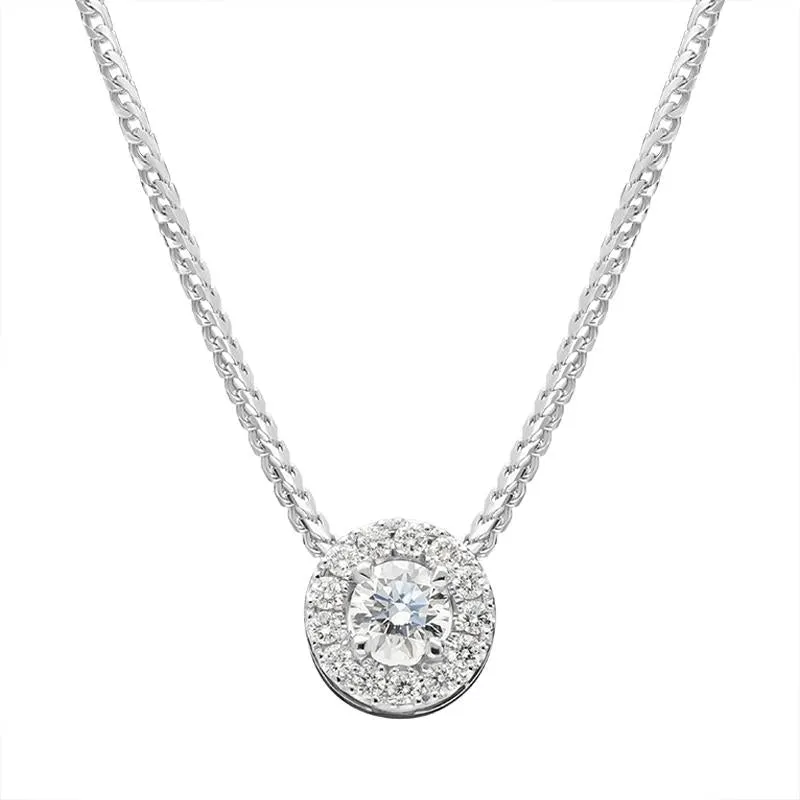 18ct White Gold 0.36ct Diamond Claw and Pave Set Round Necklace