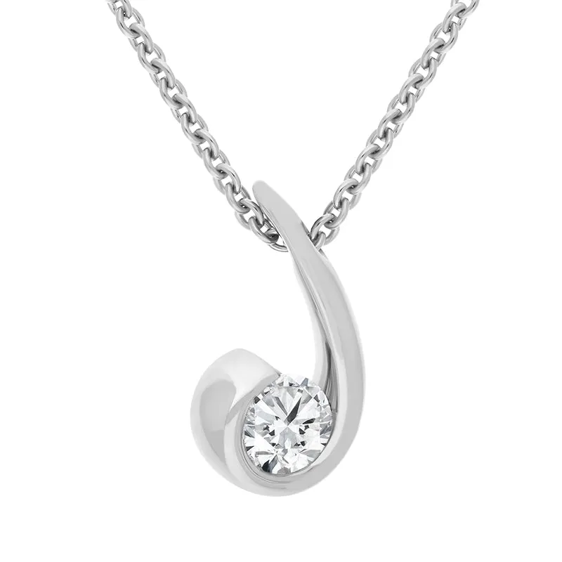 18ct White Gold 0.38ct Diamond Swirl Pendant