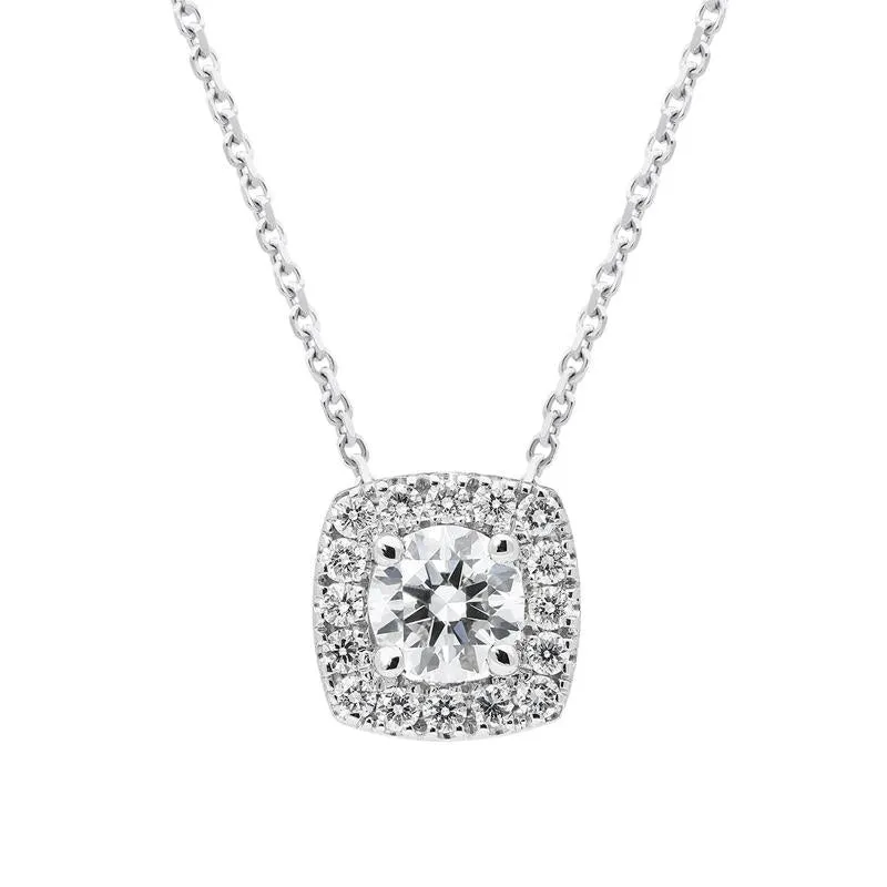 18ct White Gold 0.41ct Diamond Cushion Necklace