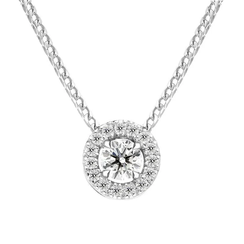 18ct White Gold 0.43ct Diamond Round Cluster Pendant
