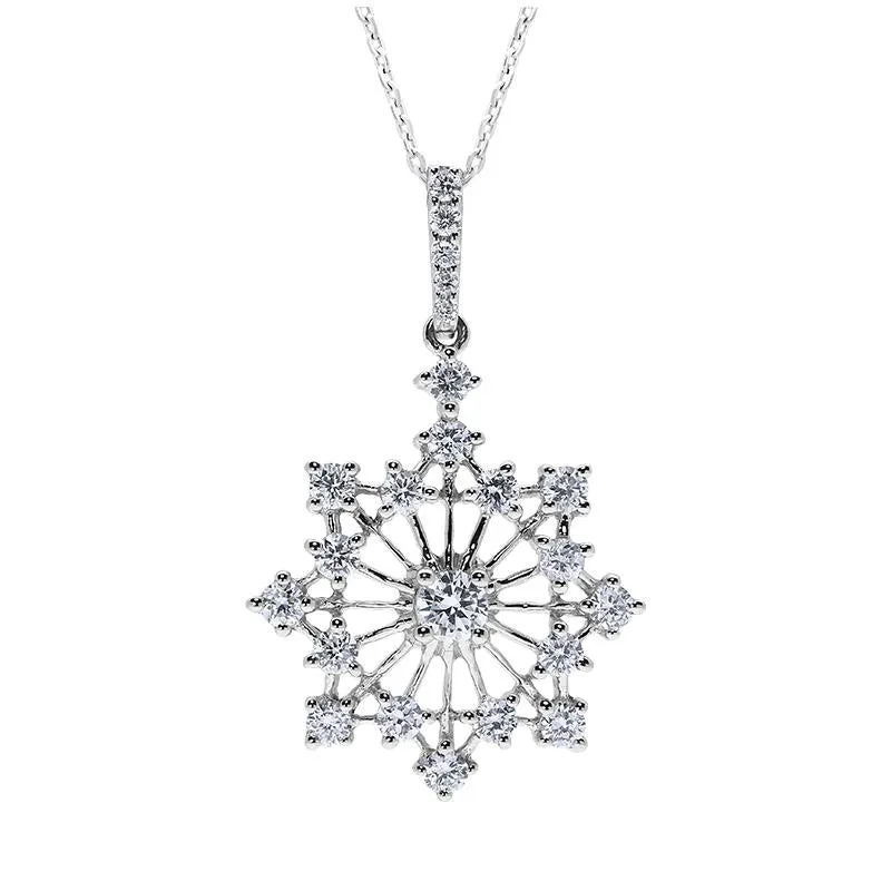18ct White Gold 0.43ct Diamond Snowflake Necklace