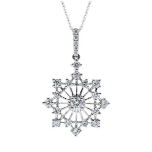 18ct White Gold 0.43ct Diamond Snowflake Necklace