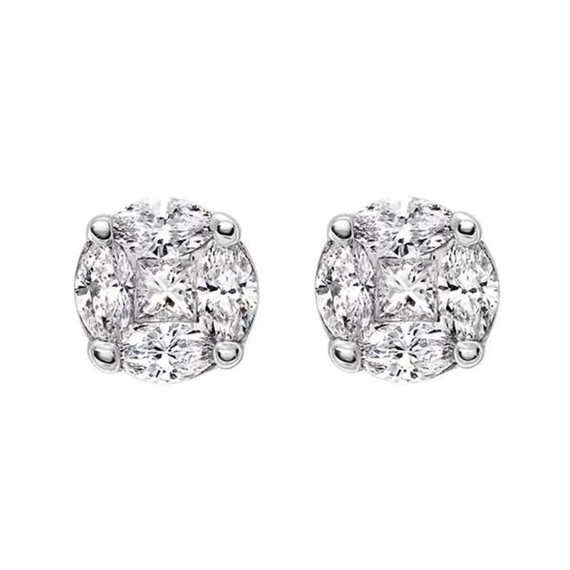 18ct White Gold 0.44ct Diamond Cluster Stud Earrings