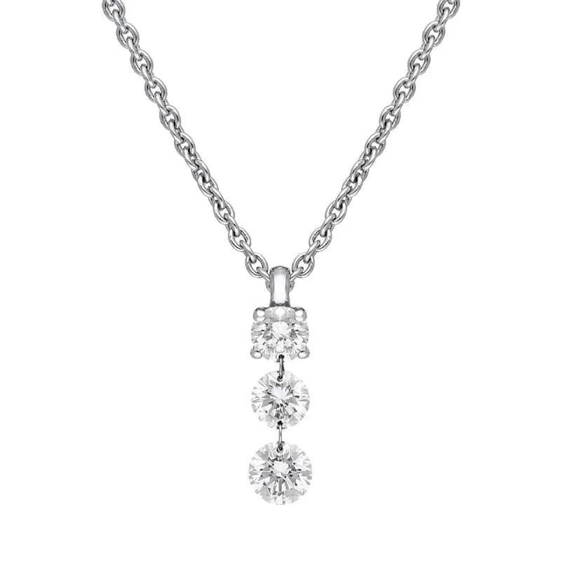18ct White Gold 0.47ct Diamond Graduated Drop Necklace