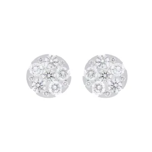 18ct White Gold 0.48ct Diamond Round Cluster Stud Earrings