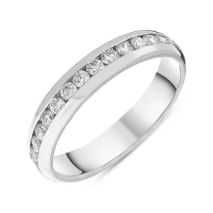 18ct White Gold 0.51ct Diamond Channel Set Wedding Half Eternity Ring