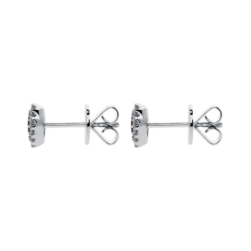 18ct White Gold 0.52ct Ruby Diamond Oval Stud Earrings
