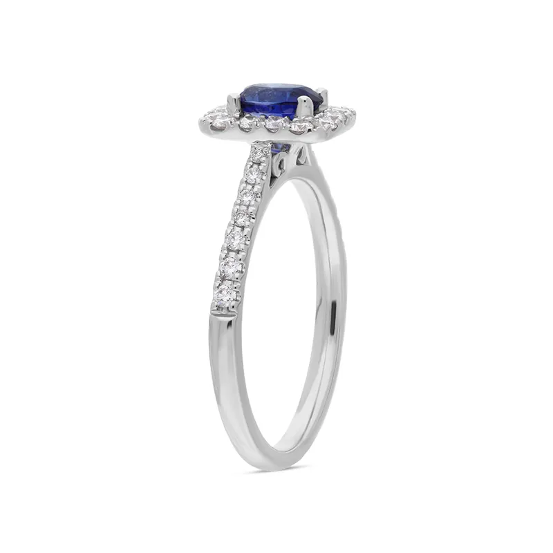 18ct White Gold 0.52ct Sapphire and Diamond Emerald Shape Ring
