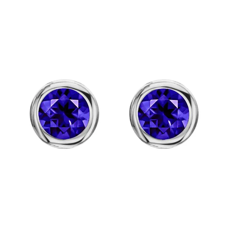 18ct White Gold 0.52ct Tanzanite Round Stud Earrings